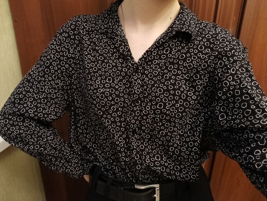 Классическая чёрная женская рубашка/блузка леопард