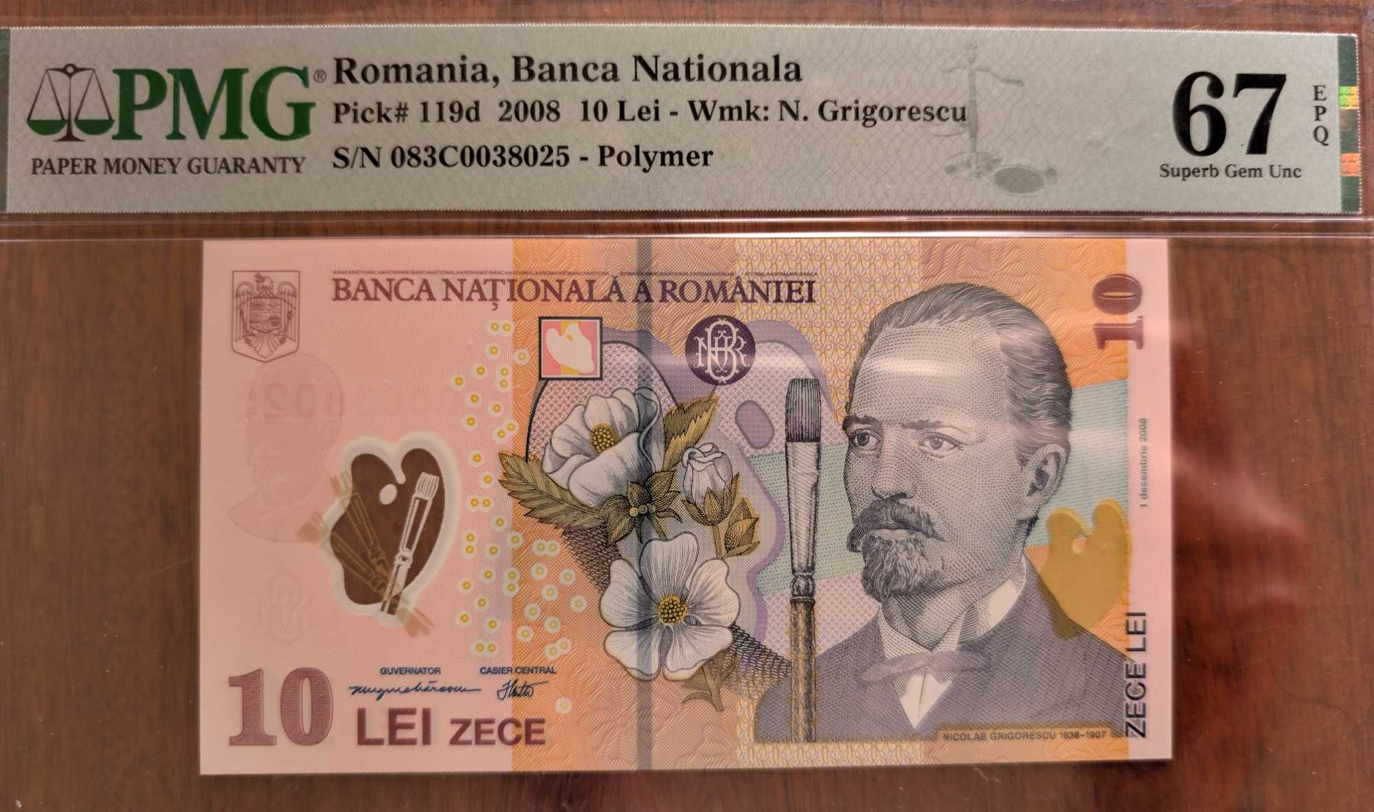 Bancnota numismatica 10 lei 2008