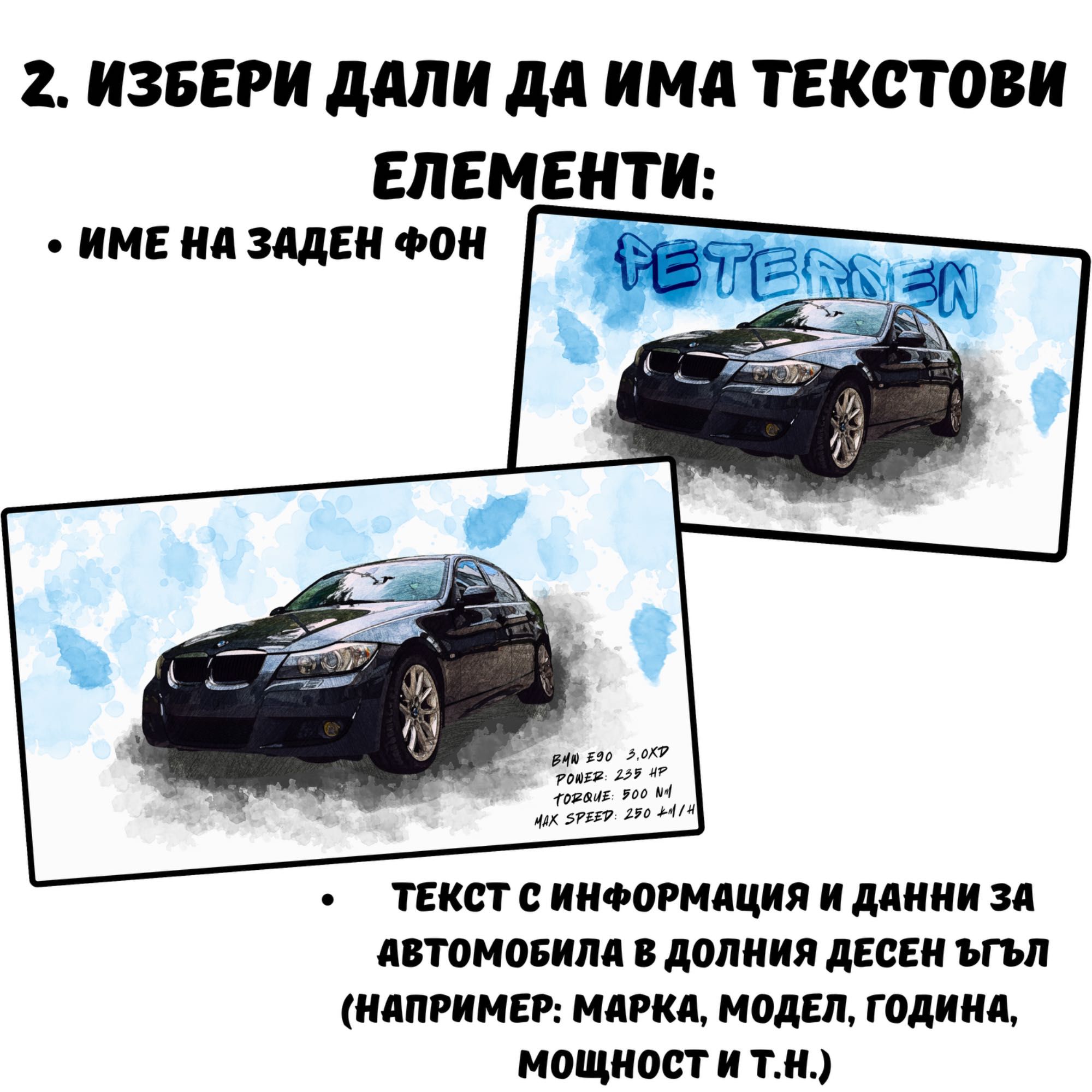 Персонализирана картина на автомобил по снимка – дигитален  файл