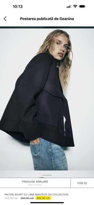 Sacou/ Haina scurta Zara Manteco