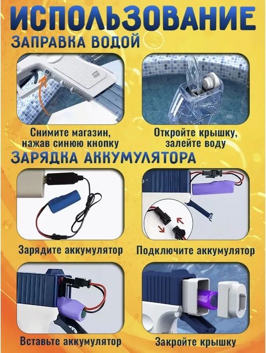 Водяное пистолет Glock water gun. ХИТ ЛЕТА!