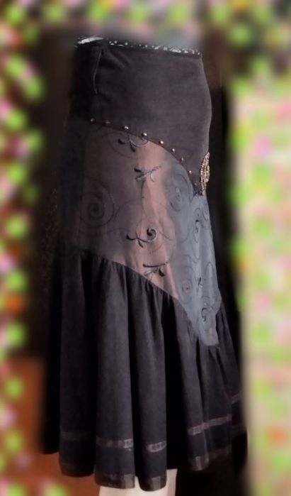 Fustă de catifea și mătase