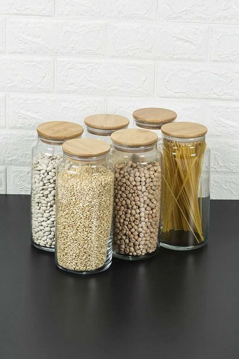 6бр. Буркани за съхранение / Буркани за подправки + 36бр. БГ етикети