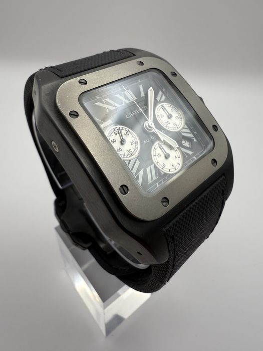 Ceas Cartier Santos 100XL Chronograph Titanium PvD la cutie