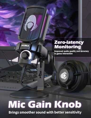 Нов Професионален стрийминг микрофон USB, шумофилтър, LED осветление