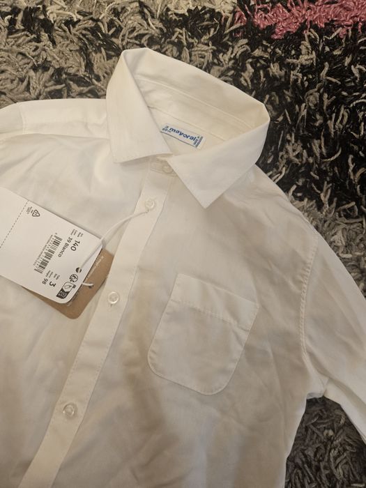 Camasa bumbac, alba, baieti, masura 98