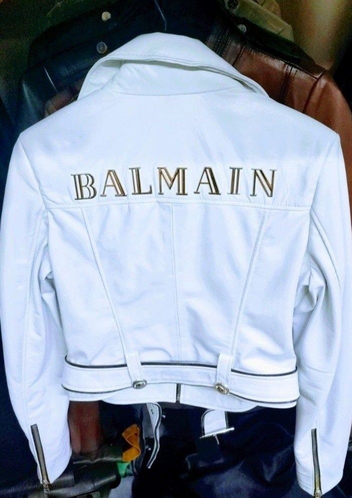 Geaca Balmain piele naturală 100%,logo metalic,diverse mărimi