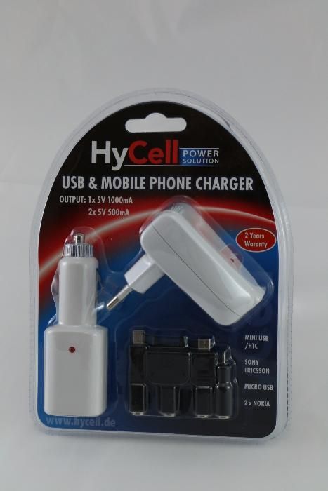 Универсално USB зарядно HYCELL 220V и 12V за кола , ново, немско