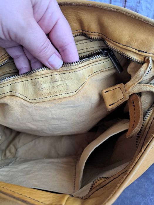 дамска чанта жълта кожена торба-естествена кожа