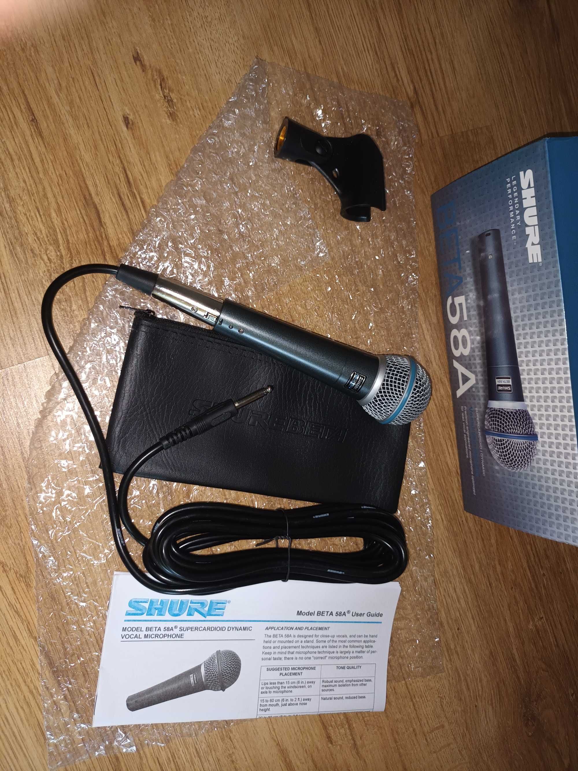 Microfon cu fir Shure Beta 58 A / Microfon voce karaoke studio