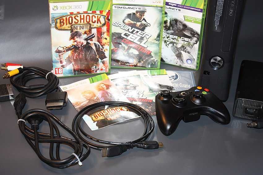 XBOX 360S BLACK - HDMI/250GB controller wireless +3 JOCURI, COMPLET