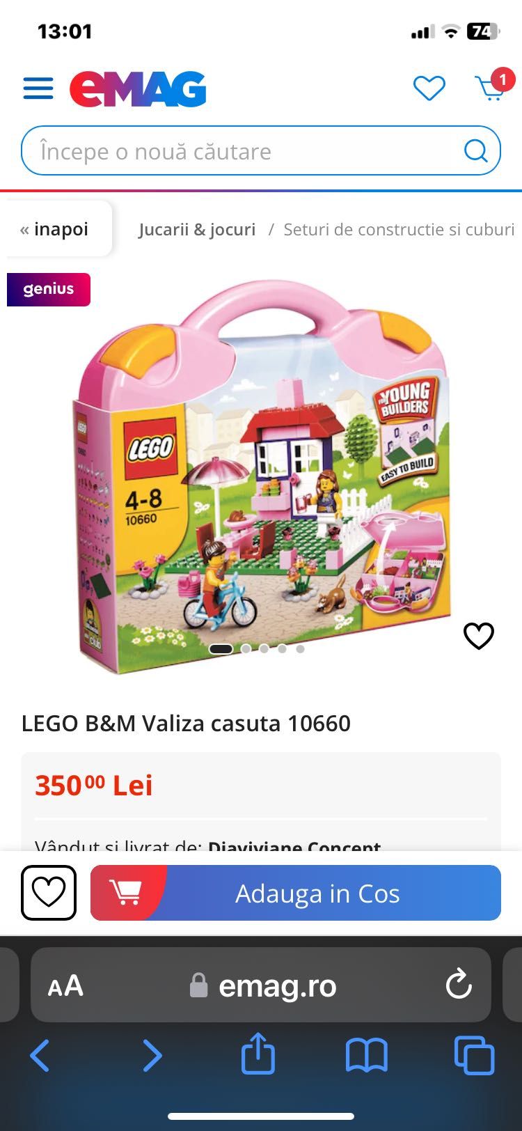 Set lego valiza căsuța 10660