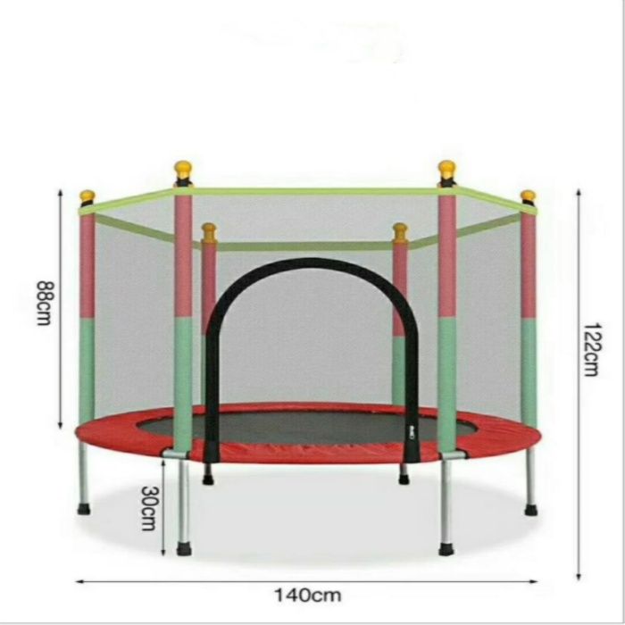 Trambulina copii 122x140cm cu plasa de protectie, multicolora