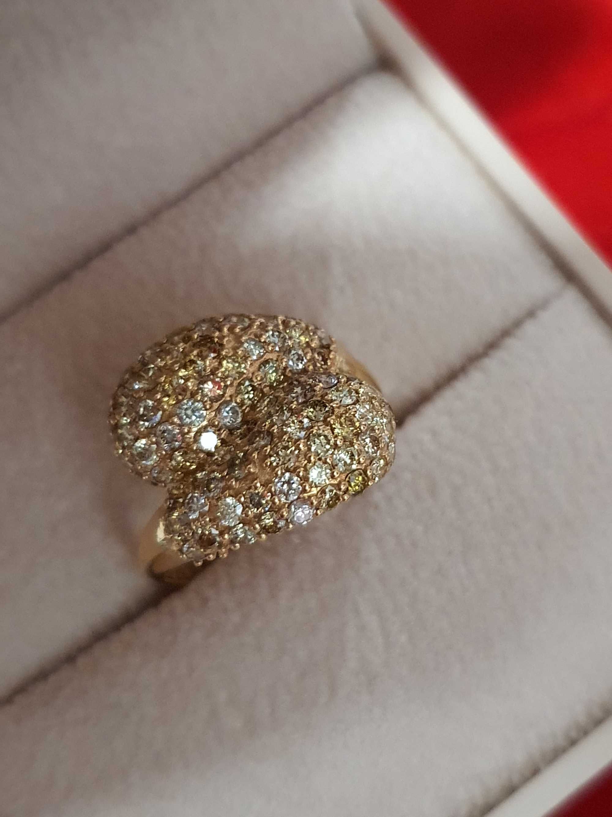 Inel Aur 14 kt cu Diamante naturale Fancy 1.94 ct