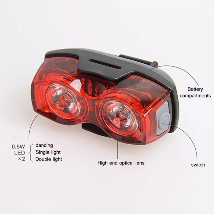 Raypal stop bicicleta super luminos 2 led baterii AAA