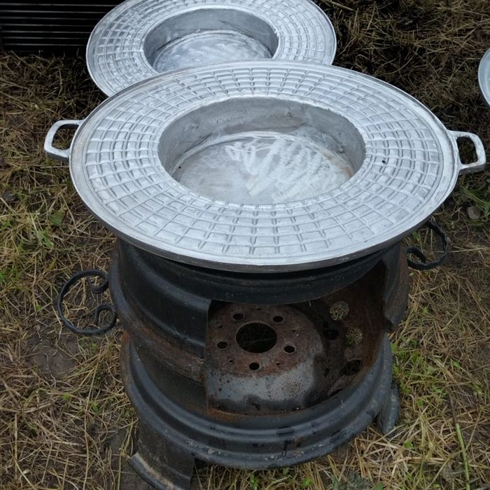 Sobă grădină / pirostrie din jante auto – robustă, eficientă