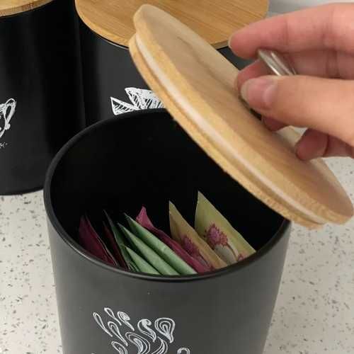 Комплект буркани за съхранение на кафе, чай, сол или захар, 4 броя