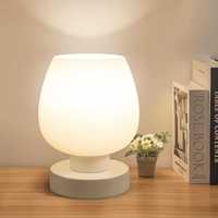 ONEWISH Нощна LED лампа с абажур от бяло опалово стъкло
