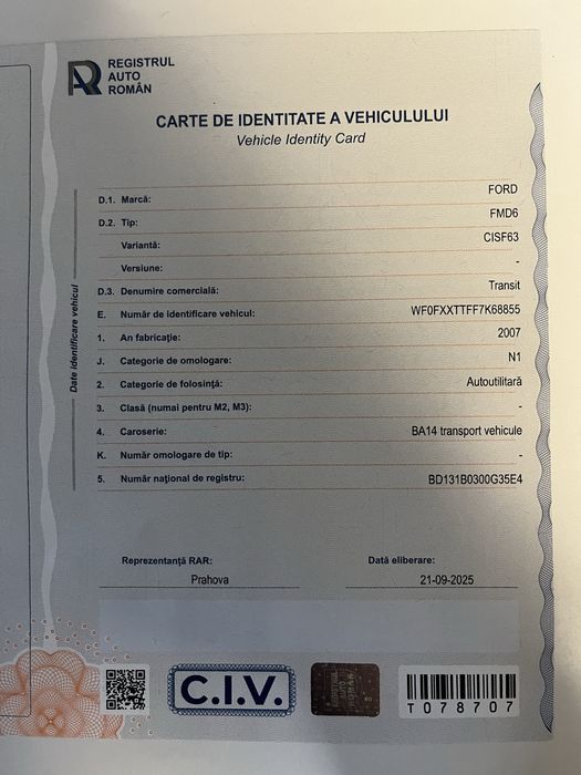 Ford tranzit platforma omologata BA14/ iveco /mercedes