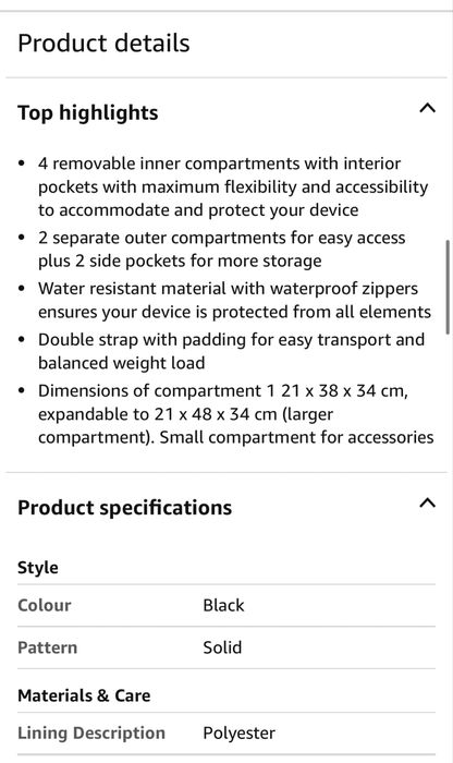 Ghiozdan cu protectie, transport accesorii foto sau electronice