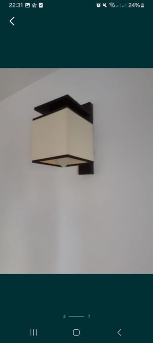 aplica dormitor hol birou bec soclu E14 Corp iluminat lemn si panza