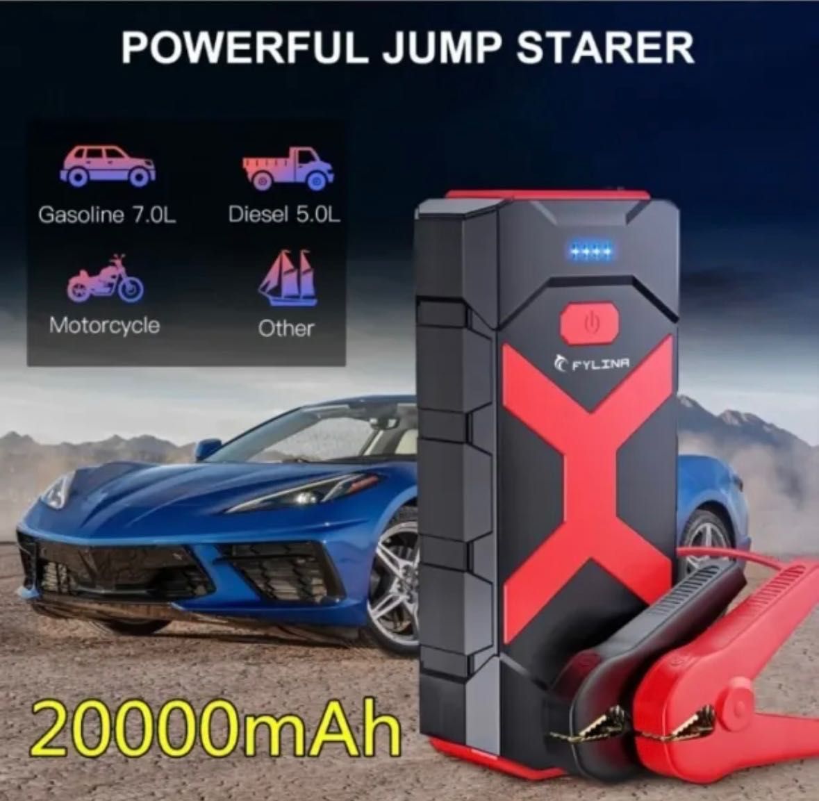 Оригинален Стартер за Кола Jumper Fylina 20000mAh 1200A - Англия