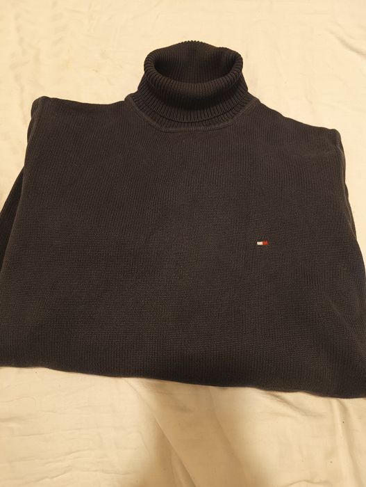 Pulover bărbați gros bumbac Tommy Hilfiger cu guler înalt S- M