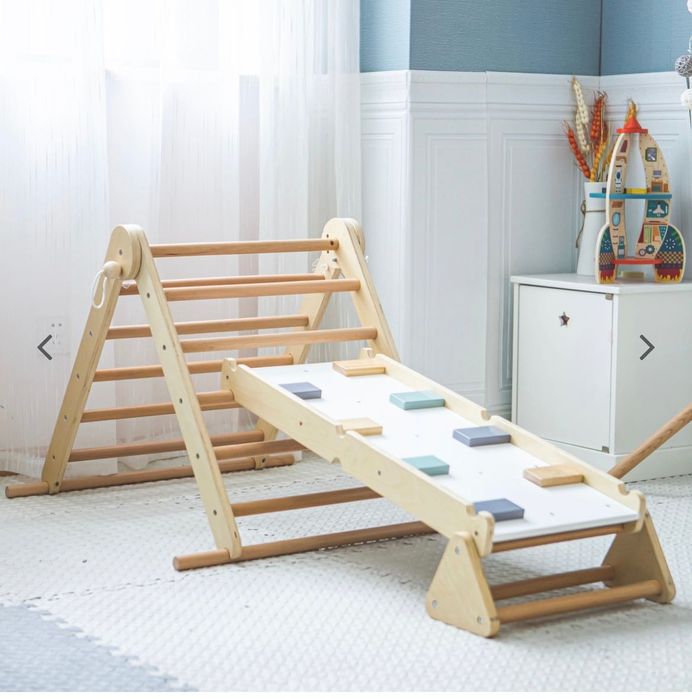 Triunghi Pikler scară + perete de cățărat + bârnă de echilibru