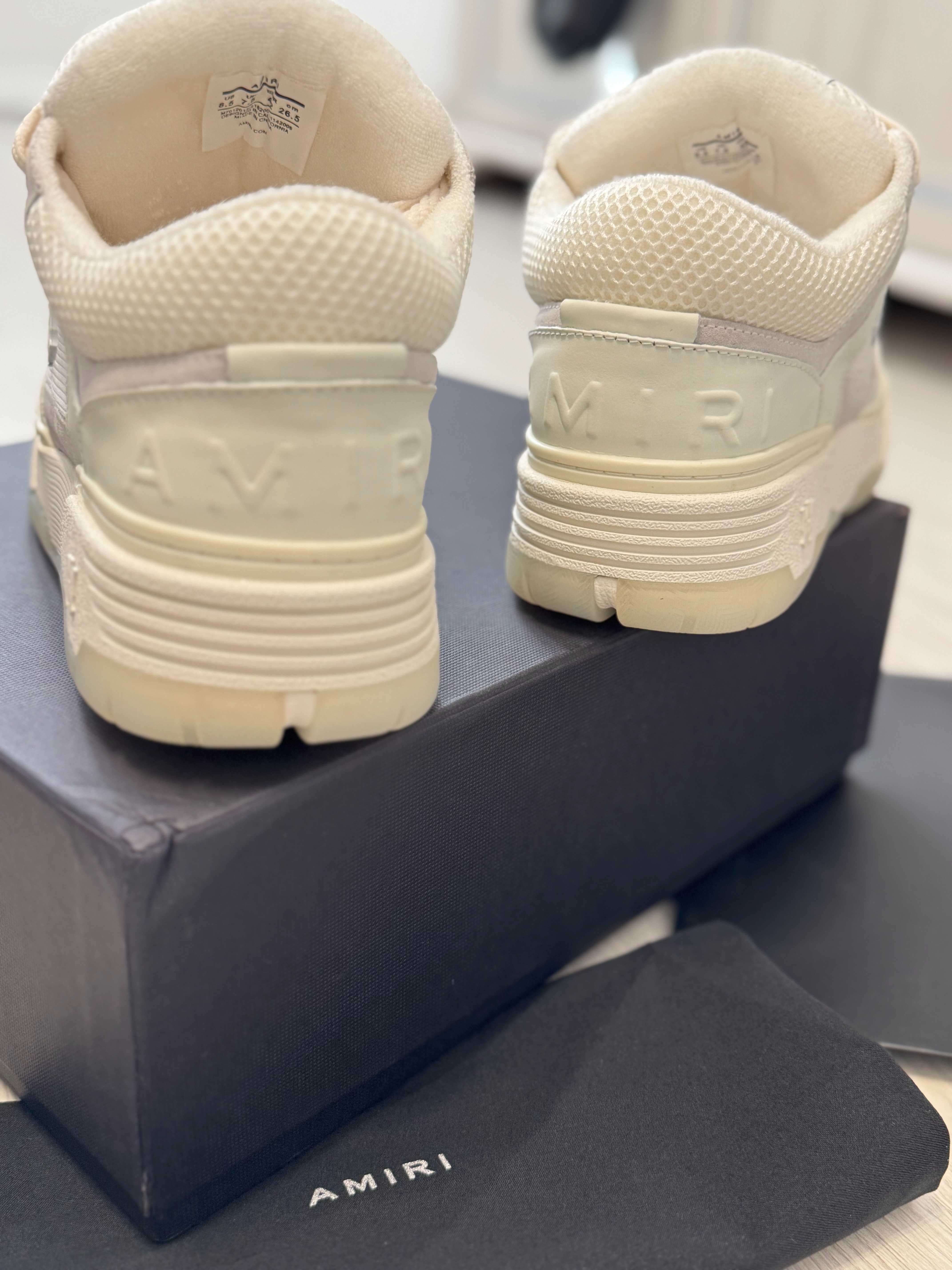 Adidasi Amiri MA-1 Lace-Up Sneakers - White Premium din Piele - NOI