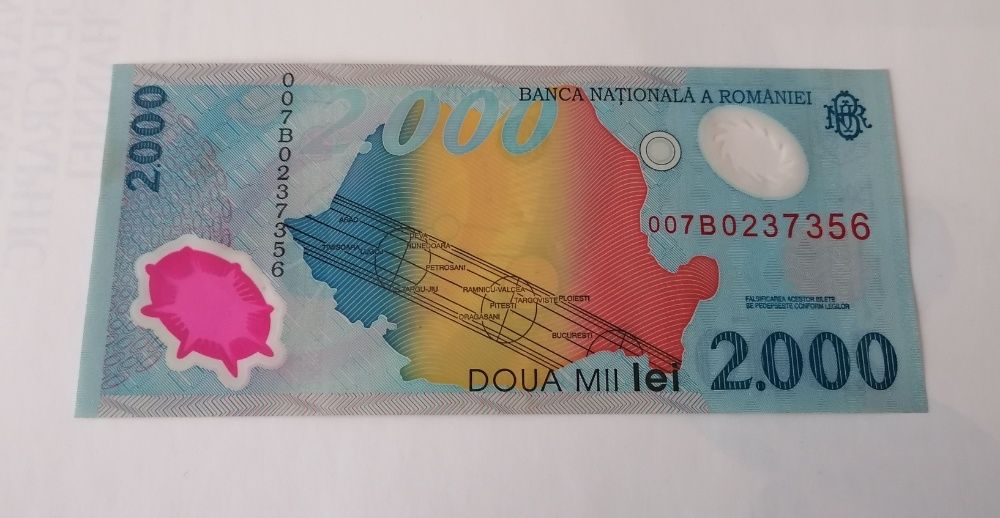 Bancnota 2000 lei "eclipsa" , aspect si stare perfecta (noua)