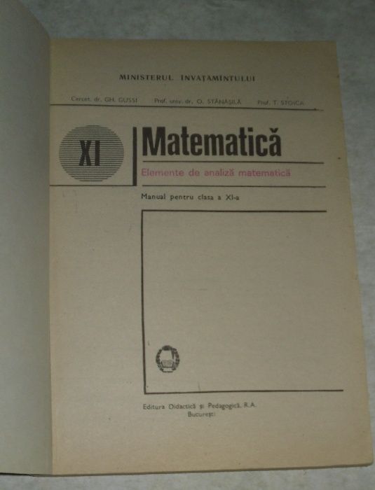 Elemente de analiza matematica 11 Gheorghe Gussi EDP 1993