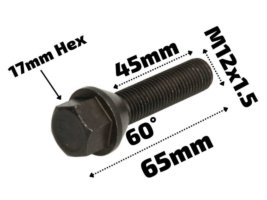 ЧЕРНИ БОЛТОВЕ ЗА ДЖАНТИ M12 / M14 - 28mm, 30, 35, 40, 45, 50, 55, 60