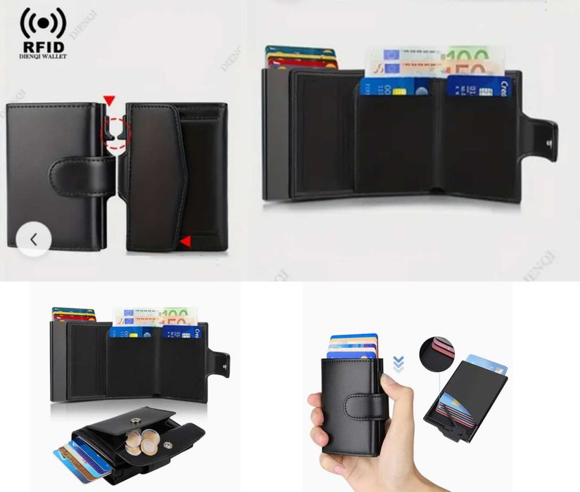 Мъжки кожен портфейл / Защита срещу кражба ( RFID защита )