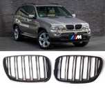 Set 2 grile duble M negru lucios BMW X5 E53 facelift 2003-2006