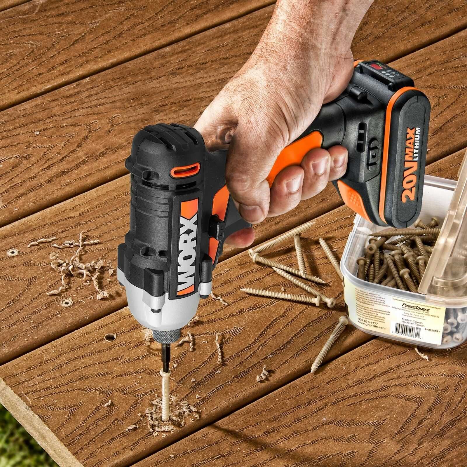 WORX Акумулаторен Винтоверт и Импакт 20V 2 Батерии Зарядно Чанта