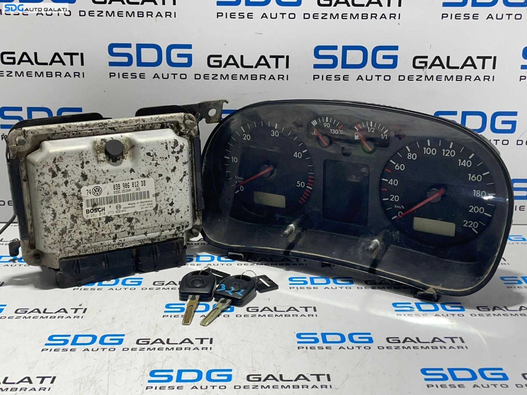 Kit Pornire Complet Ceas Ceasuri Bord ECU Calculator Motor Bosch Imobilizator Cheie Chei CIP Volkswagen Golf 4 1.9 SDI 1998 - 2005 Cod 038906012DB 0281010373 1J0920805E [L3600] [L3601] [L3602]