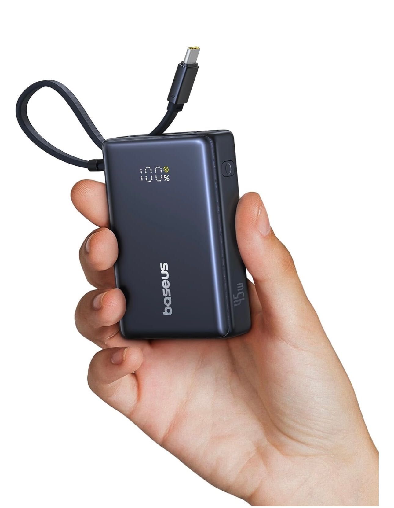 Baseus Power Bank Picogo 10000mAh 45W 3-Output Built-in USB-C cable PD