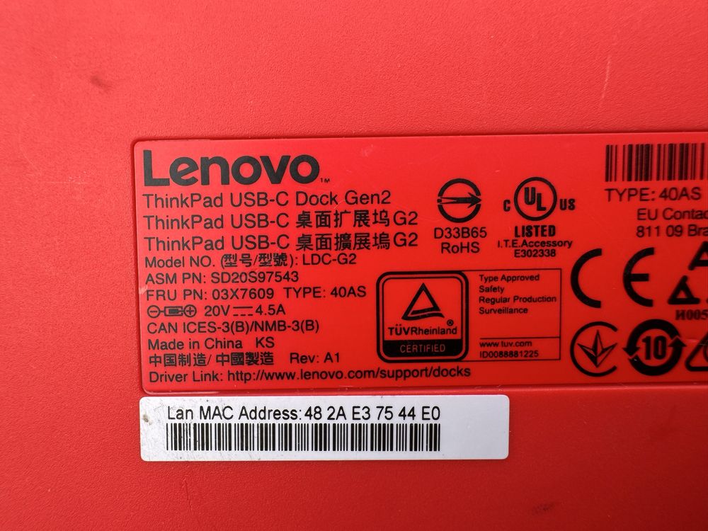 Docking station Lenovo USB-C Gen2 cu adaptor original