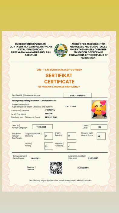 Turk tili kurslariga qabul