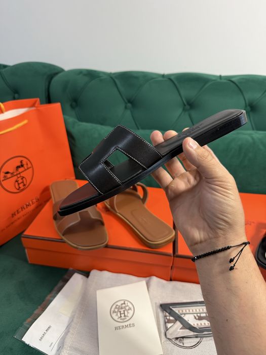 Papuci Hermes piele naturala 100% Full Box colectie noua