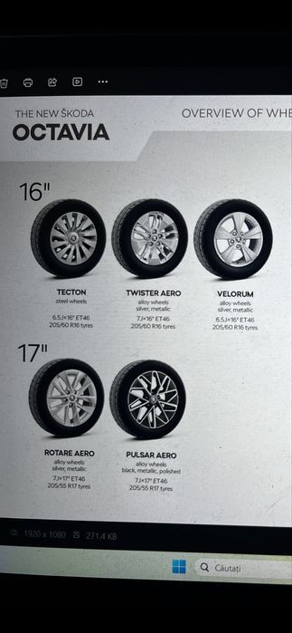 Jante 16” Velorum Skoda Octavia 4-2022, compatibile  VW golf