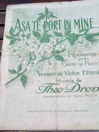 Partitura interbelica romanta pentru voce&pian- "Asa te port in mine"