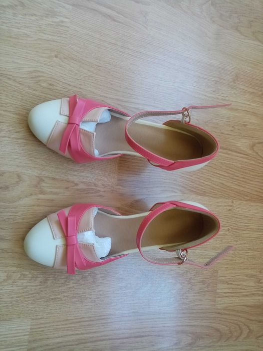 Pantofi eleganti dama roz cu alb - marimea 37