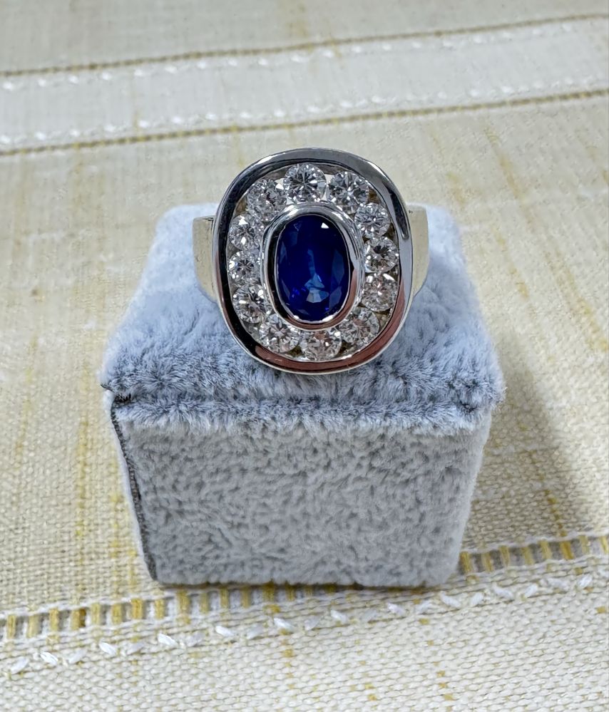 Inel Aur 18k cu Diamante 1.36CT, Safir 1.32CT