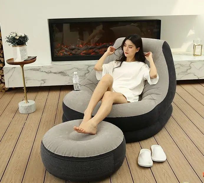 Надувное кресло для отдыха с пуфом + Доставка