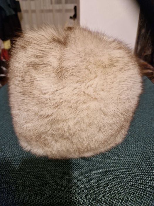 Set nou caciula si guler vulpe polara, blana naturala