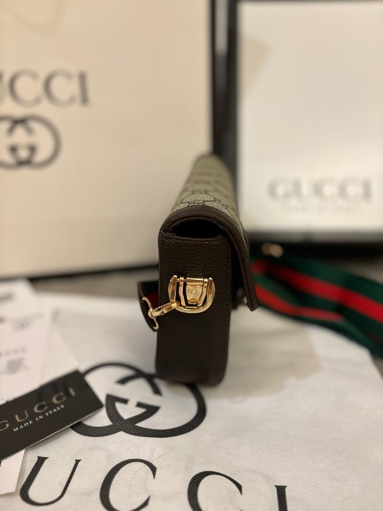 Poseta/Geanta Gucci Horsebit 1955 Shoulder Logo Brown