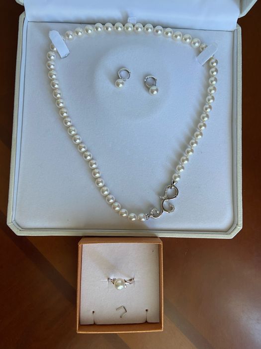 Ювелирный набор, жемчуг, бриллианты