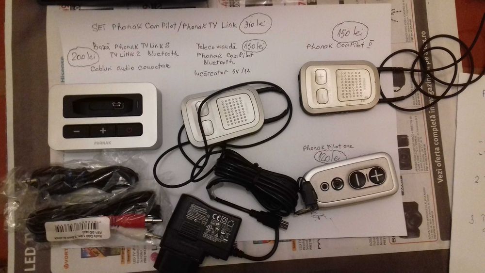 Set   Phonak Com Pilot / Phonak TV Link 2  Bluetooth QDID -nou