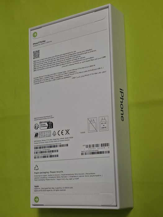 ЗАПЕЧАТАН 256GB iPhone 17 Pro Max Yettel Гаранция 2028 Deep Blue / Син